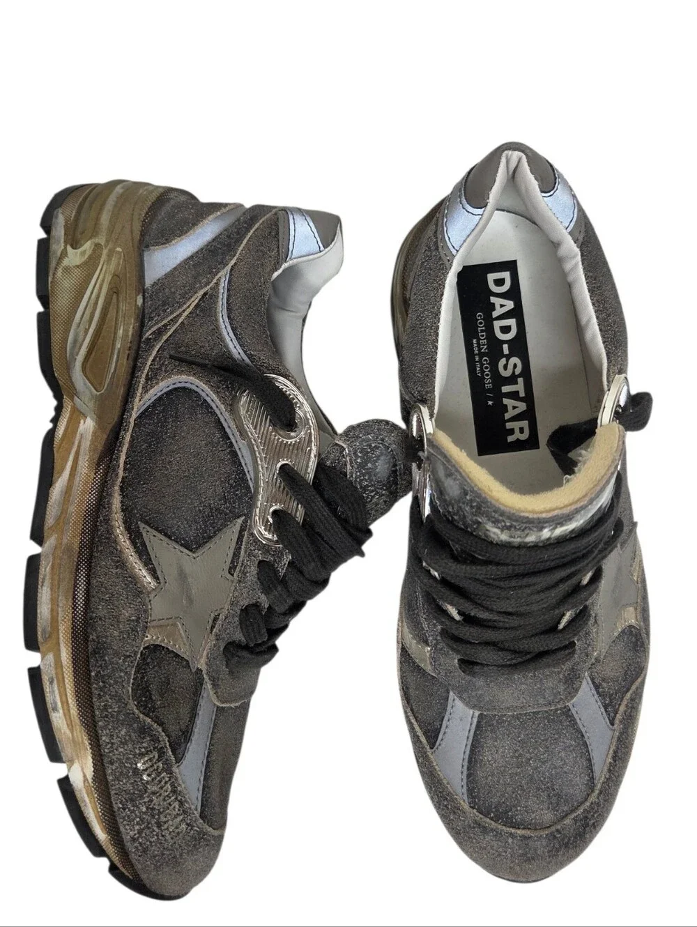 GOLDEN GOOSE DAD-STAR Metallic Gray Sneaker